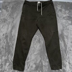 Flint And Tinder Jogger Pants Mens 34x30 Green Stretch Chino Elastic Cuff Casual
